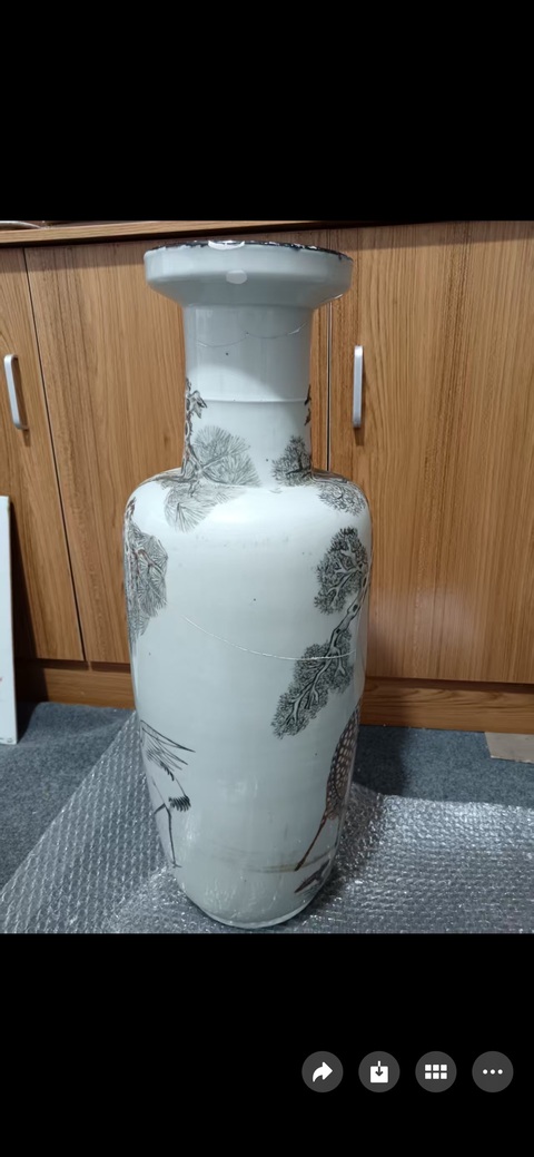 古玩陶瓷清光緒 淺絳彩花鳥紋棒槌瓶真品鑒賞圖
