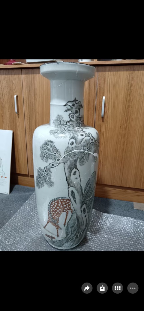 古玩陶瓷清光緒 淺絳彩花鳥紋棒槌瓶真品鑒賞圖