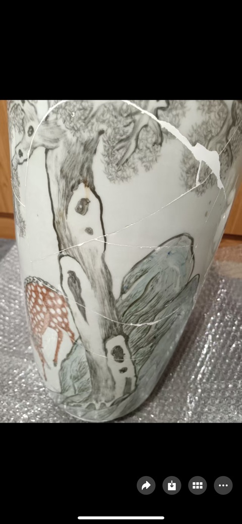 古玩陶瓷清光緒 淺絳彩花鳥紋棒槌瓶真品鑒賞圖