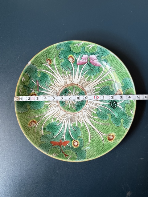 古玩陶瓷粉彩白菜紋盤真品鑒賞圖