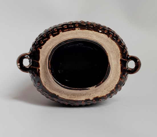 古玩陶瓷褐釉雙系柳斗罐真品鑒賞圖