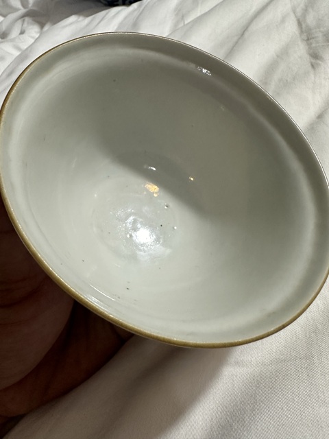 古玩陶瓷藍料彩礬紅詩紋蓋碗真品鑒賞圖