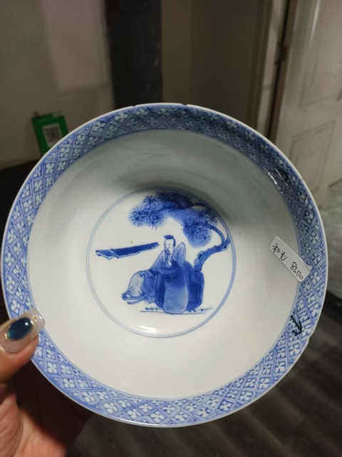 古玩陶瓷青花人物故事紋碗真品鑒賞圖