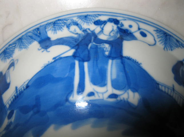 古玩陶瓷青花三星高照?qǐng)D碗真品鑒賞圖