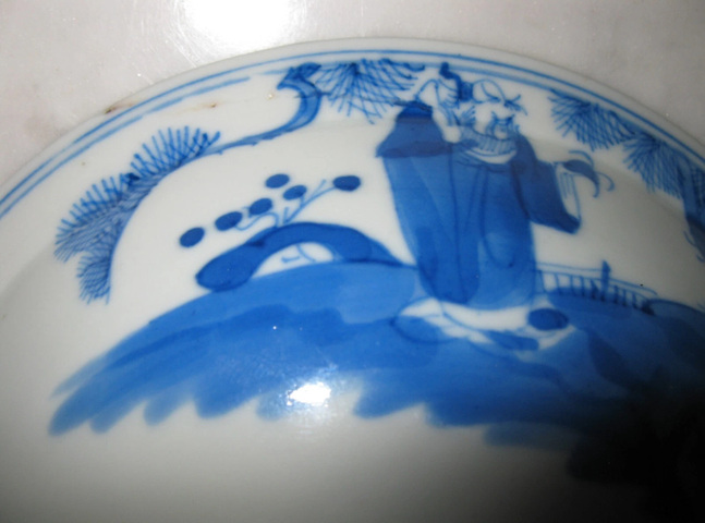 古玩陶瓷青花三星高照?qǐng)D碗真品鑒賞圖