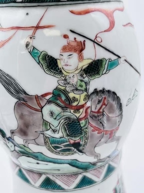 古玩陶瓷五彩人物故事紋花觚真品鑒賞圖