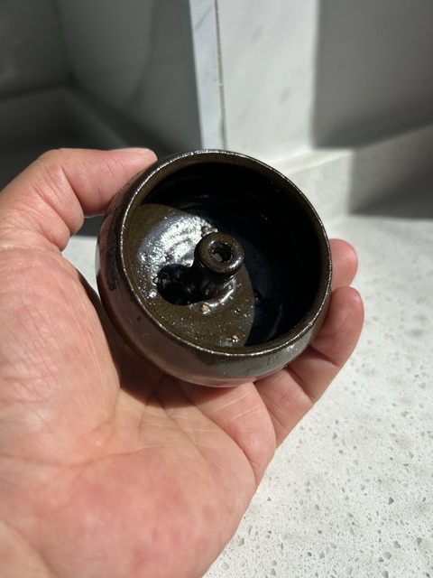 古玩陶瓷磁州窯茶葉末釉豆型燈真品鑒賞圖