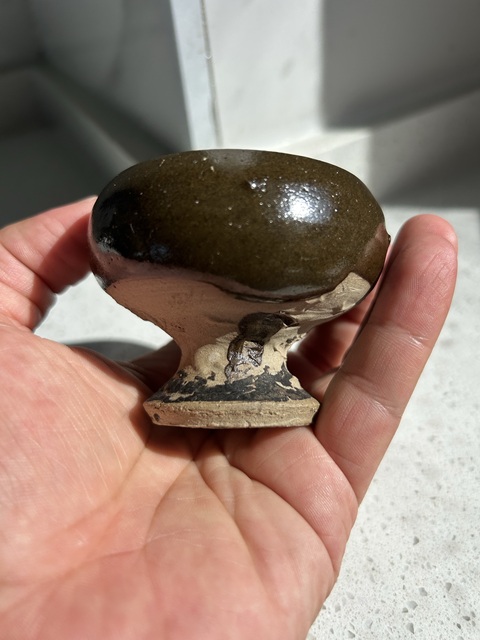古玩陶瓷磁州窯茶葉末釉豆型燈真品鑒賞圖