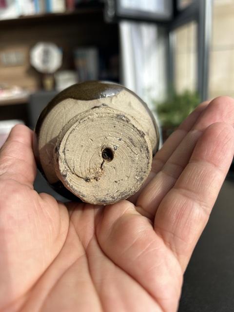古玩陶瓷磁州窯茶葉末釉豆型燈真品鑒賞圖