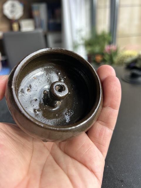 古玩陶瓷磁州窯茶葉末釉豆型燈真品鑒賞圖