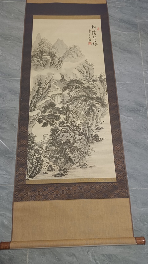 古玩字畫松溪行旅真品鑒賞圖