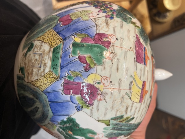 古玩陶瓷百子鬧春西瓜罐真品鑒賞圖
