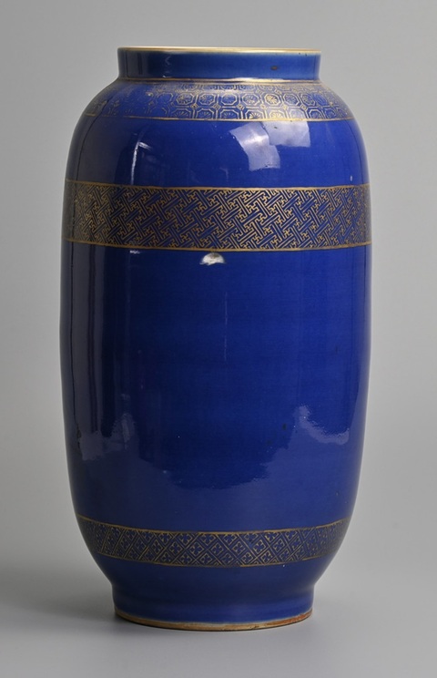 古玩陶瓷霽藍(lán)釉描金錦地紋燈籠瓶真品鑒賞圖