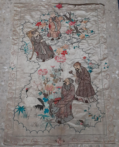 古玩雜項蘇繡人物掛屏真品鑒賞圖