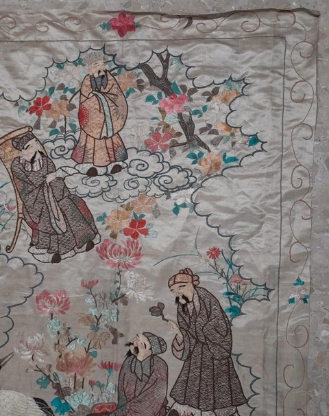 古玩雜項蘇繡人物掛屏真品鑒賞圖
