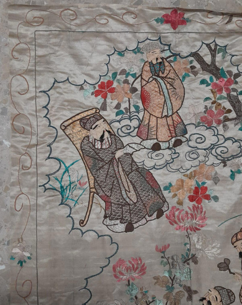 古玩雜項蘇繡人物掛屏真品鑒賞圖