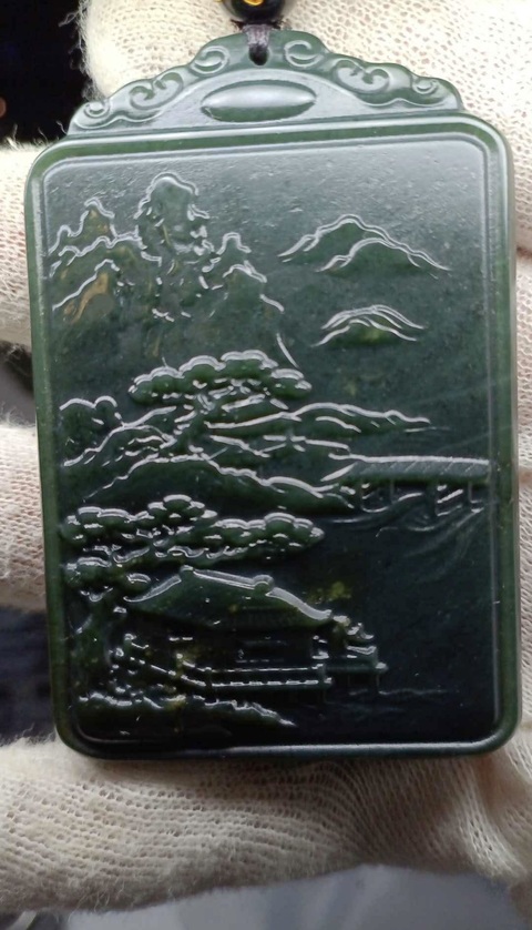 古玩玉器和田玉雕“山水牌”真品鑒賞圖