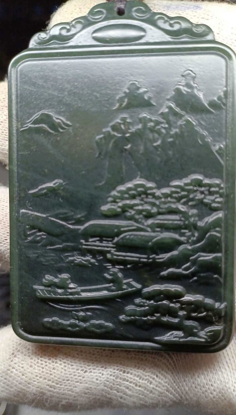 古玩玉器和田玉雕“山水牌”真品鑒賞圖