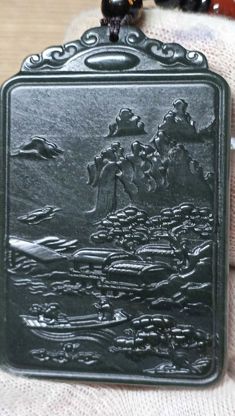 古玩玉器和田玉雕“山水牌”真品鑒賞圖