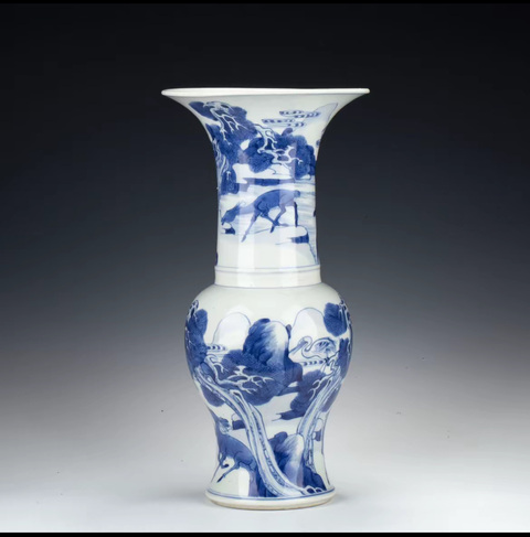 古玩陶瓷康熙青花鳳尾尊真品鑒賞圖