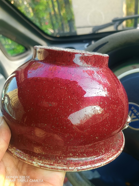 古玩陶瓷雙鋪首紅釉香爐真品鑒賞圖