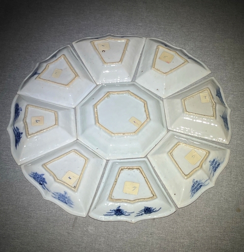 古玩陶瓷龍紋青花九攢盤真品鑒賞圖
