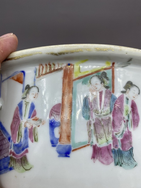 古玩陶瓷清同治時期 粉彩隋唐演義人物故事紋一品鍋拍賣,當前價格3000元