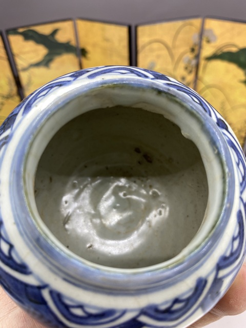 古玩陶瓷明嘉萬時期 青花人物故事紋手把罐拍賣，當前價格10000元