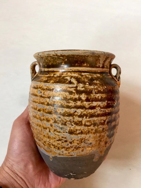 古玩陶瓷宣州窯褐釉雙系罐拍賣,當前價格1200元