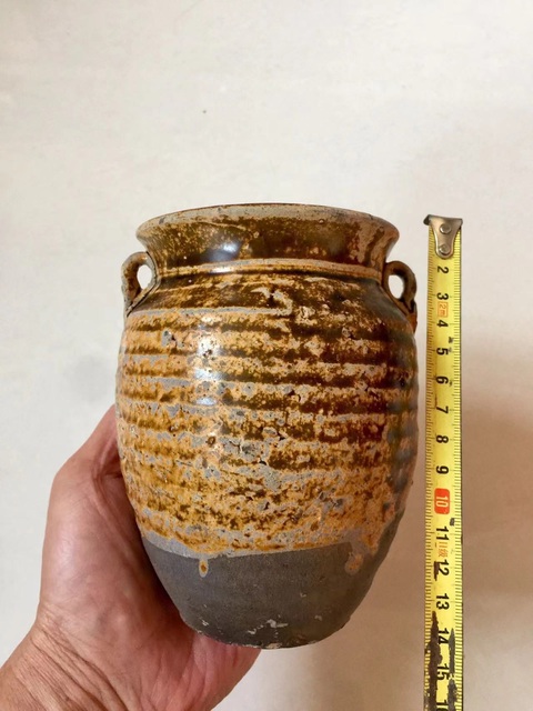 古玩陶瓷宣州窯褐釉雙系罐拍賣,當前價格1200元