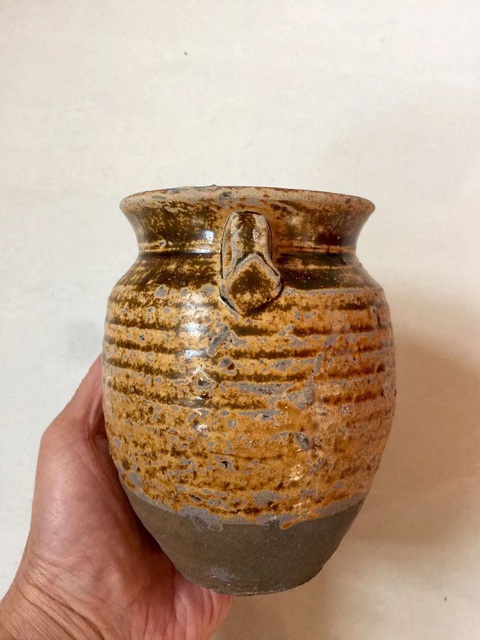 古玩陶瓷宣州窯褐釉雙系罐拍賣,當前價格1200元