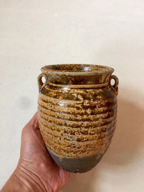 古玩陶瓷宣州窯褐釉雙系罐拍賣,當前價格1200元