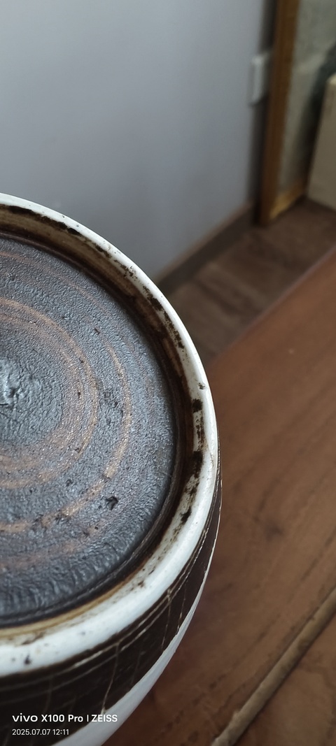 古玩陶瓷青花鐵銹釉飄帶繡球獅子紋罐真品鑒賞圖