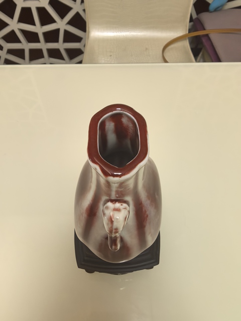 古玩陶瓷紅釉扁瓶真品鑒賞圖