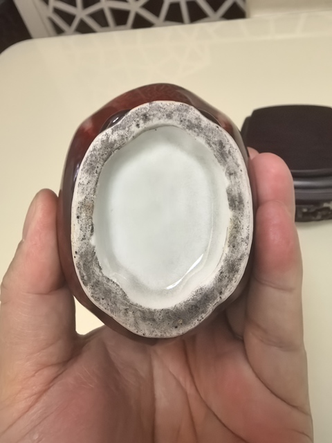 古玩陶瓷紅釉扁瓶真品鑒賞圖