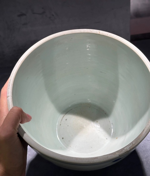 古玩陶瓷青花花鳥紋案缸真品鑒賞圖