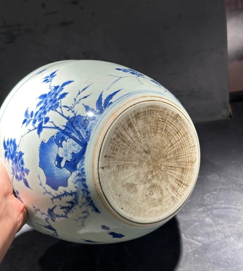 古玩陶瓷青花花鳥紋案缸真品鑒賞圖