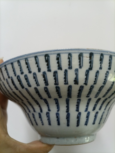 古玩陶瓷梵字紋青花碗真品鑒賞圖