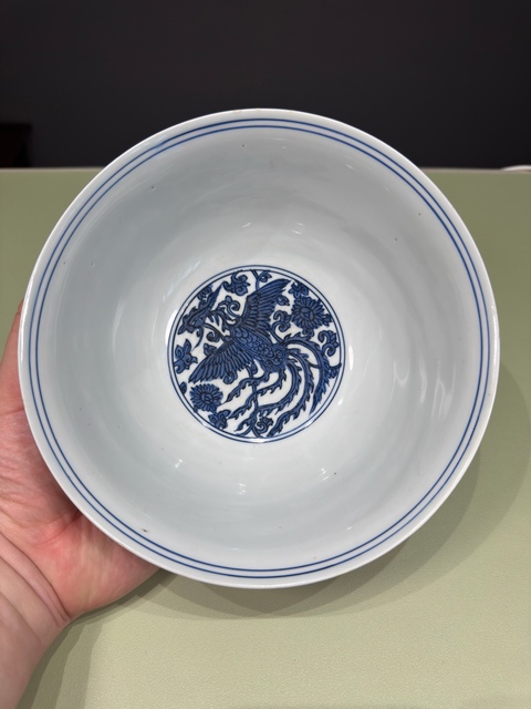 古玩陶瓷明萬歷 青花鳳凰碗真品鑒賞圖