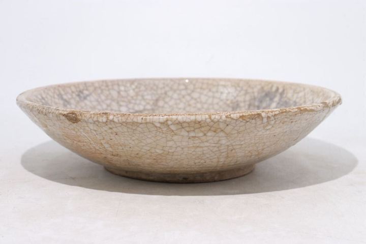 古玩陶瓷日本江戶志野燒彩繪山水人物盤真品鑒賞圖