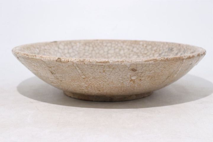古玩陶瓷日本江戶志野燒彩繪山水人物盤真品鑒賞圖