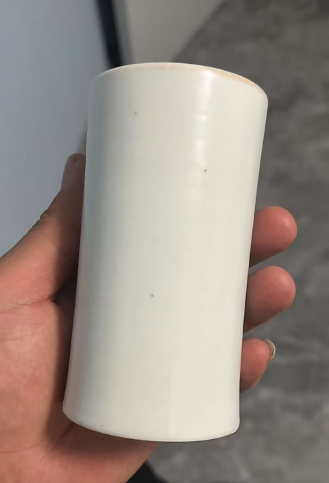 古玩陶瓷人物紋粉彩筆筒真品鑒賞圖