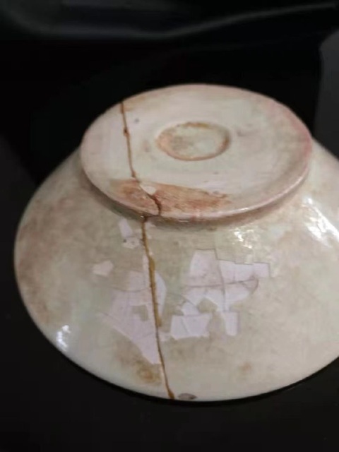 古玩陶瓷鞏縣窯青釉玉璧底碗真品鑒賞圖