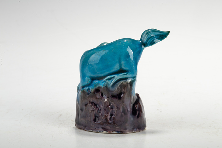 古玩陶瓷創(chuàng)匯·孔雀藍釉瑞獸瓷塑真品鑒賞圖