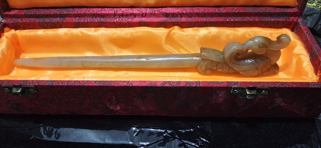 古玩玉器提油仿古“鳳首玉簪”真品鑒賞圖