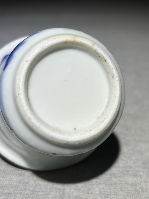 古玩陶瓷晚清青花釉里紅山水杯真品鑒賞圖