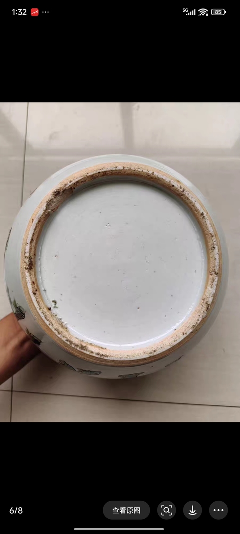 古玩陶瓷麒麟送子粉彩西瓜罐真品鑒賞圖