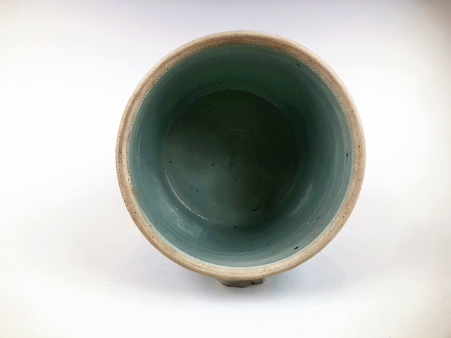 古玩陶瓷清中期·青花冰梅大竹節罐拍賣,當前價格288元