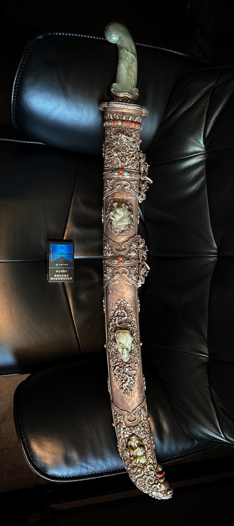 古玩銅器玉把銀刀真品鑒賞圖