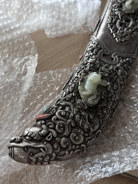 古玩銅器玉把銀刀真品鑒賞圖